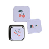 Snackdoosjes stainless steel - set van 3 - Happy Fruits - Cherry