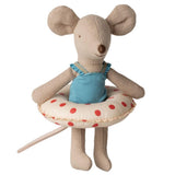Beach mouse with swimming band with red dots - Little Sister - Maileg