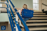Lederen boekentas met gespen - Cobalt blauw