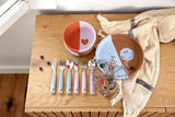 Bestekset met siliconen handvat - Happy Rascals Smile Sky Blue