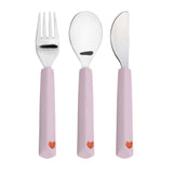 Bestekset met siliconen handvat - Happy Rascals Heart Lavender