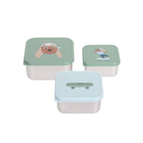 Snackdoosjes stainless steel - set van 3 - Tiny Team - Dog