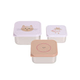 Snackdoosjes stainless steel - set van 3 - Tiny Team - Cat