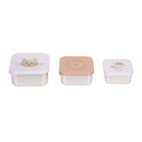 Snackdoosjes stainless steel - set van 3 - Tiny Team - Cat