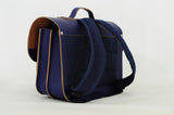Lederen schooltas met magneetsluiting - Marine