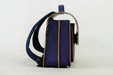 Lederen schooltas met magneetsluiting - Marine