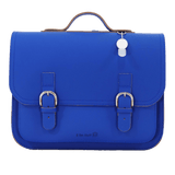 Lederen boekentas met gespen - Cobalt blauw