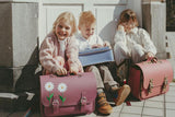 Lederen schooltas met gespen - Leo Antique Pink