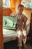 Lederen schooltas met gespen - Pastel Green
