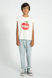 Mouwloos shirt - Ecru met appel