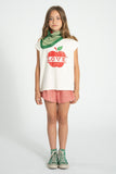 Mouwloos shirt - Ecru met appel