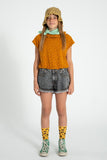 Short met franjes - Washed black denim