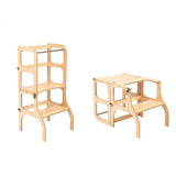 Houten leertoren Step'n'sit - Naturel met zilver - Ette Tete