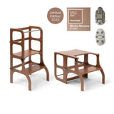 Houten leertoren Step'n'sit - Mocha Mousse met zilver - Ette Tete