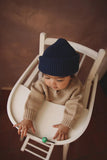 beanie fonzie - blue - hvid