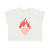 T-shirt - ecru met hart print